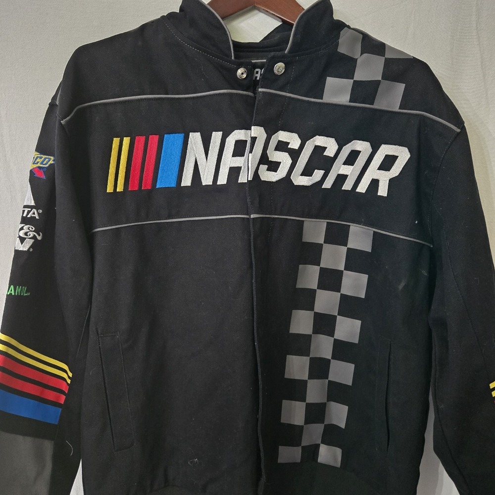 JH Design Nascar Racing Logo Jacket Sz Large Racing Stripes Embroidered - Picture 6 of 8